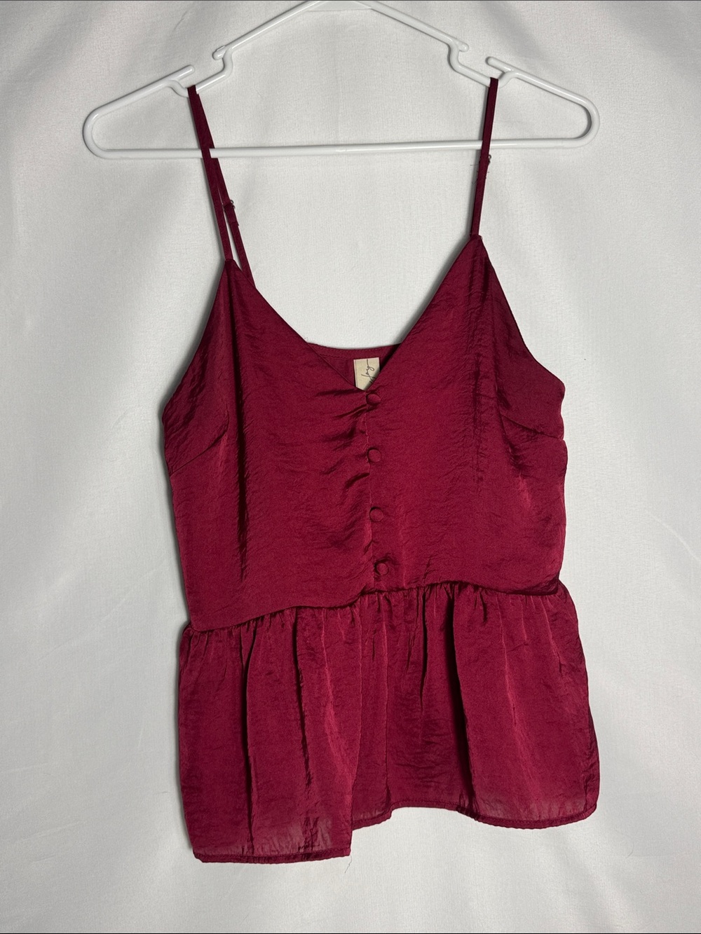 Allison Joy Spaghetti Strap Peplum Satin Tank Women’s XS